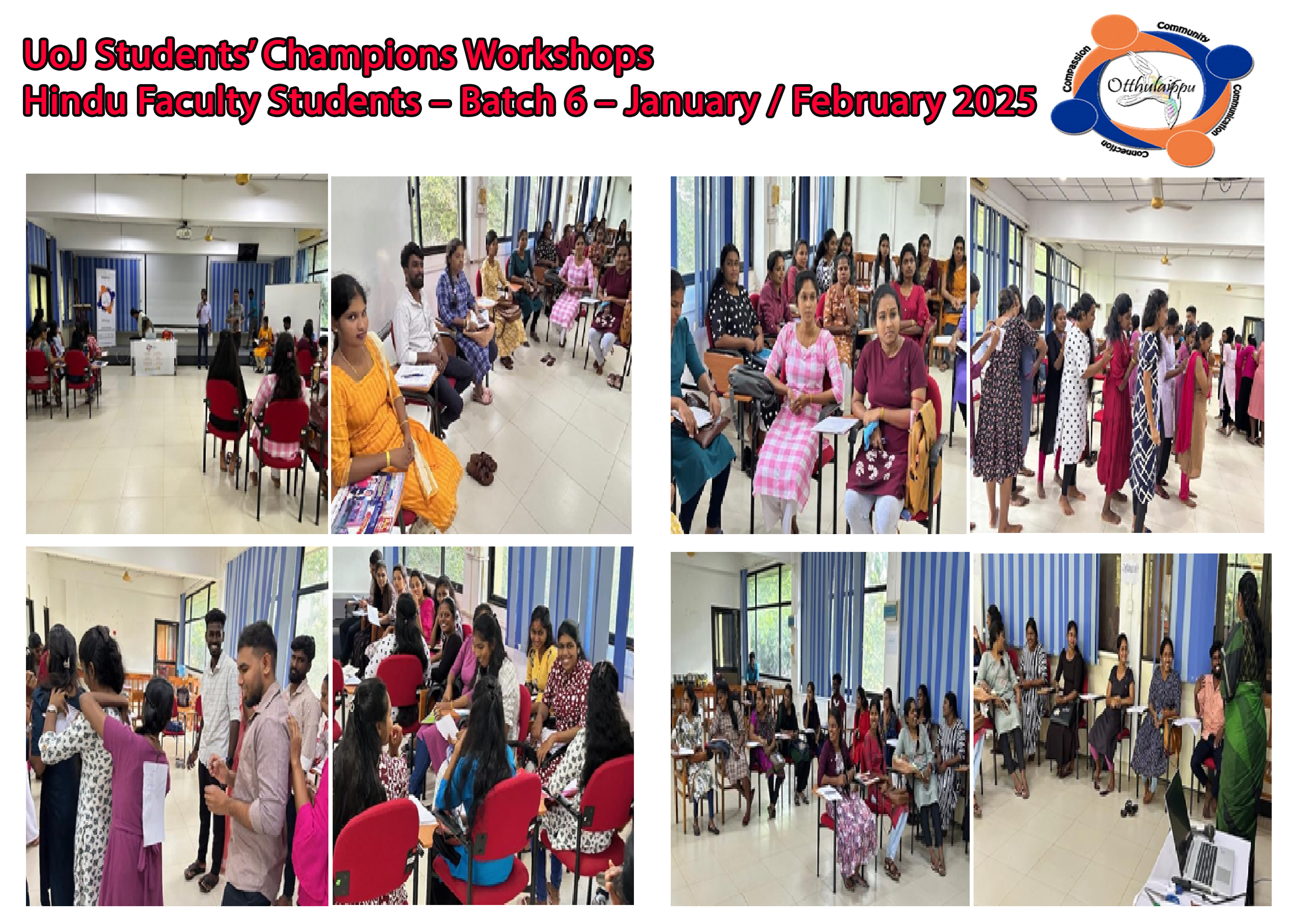 UoJ Students’ Champions Workshops Hindu Faculty Students – Batch 6 – January / February 2025