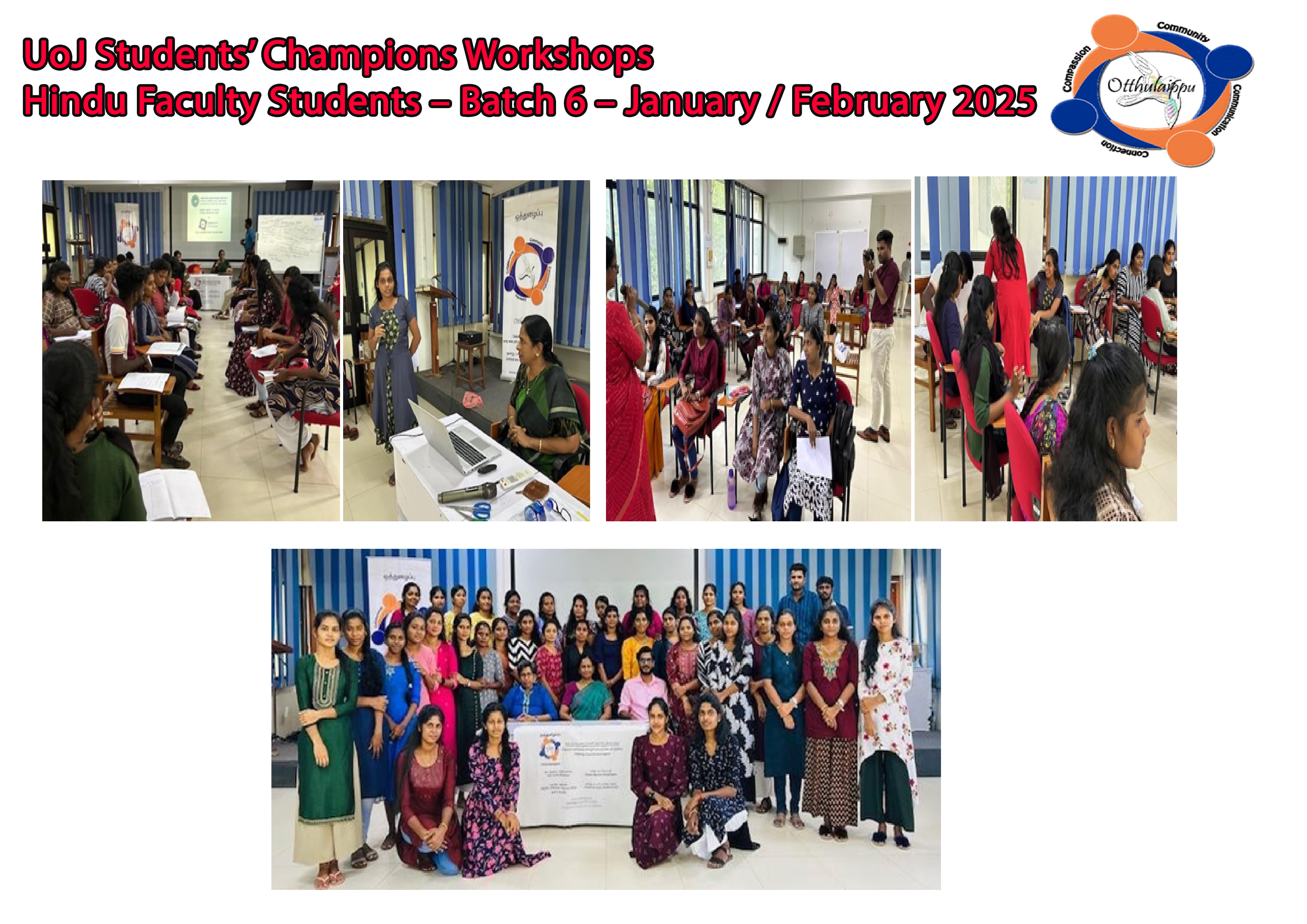 UoJ Students’ Champions Workshops Hindu Faculty Students – Batch 6 – January / February 2025