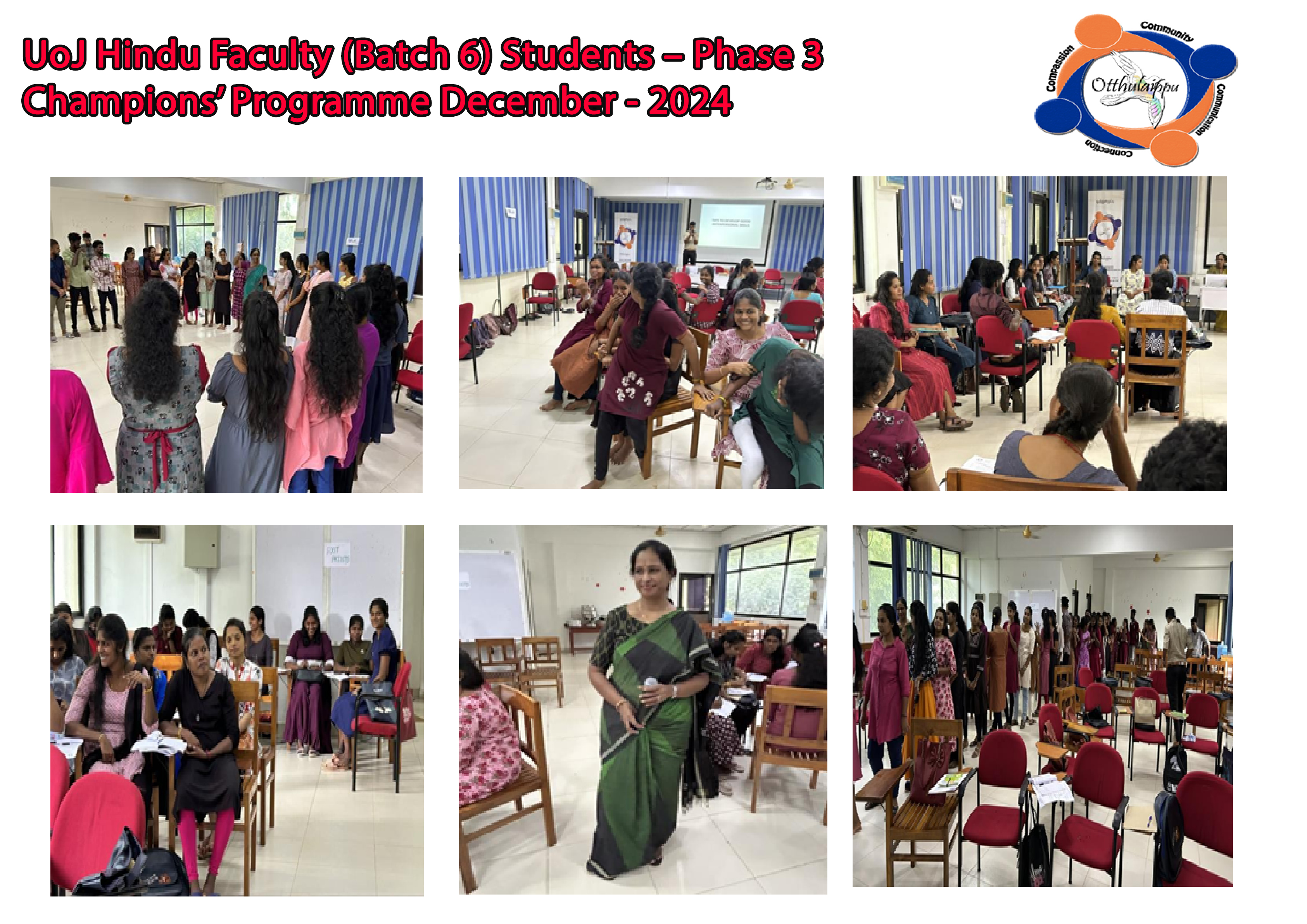 UoJ Hindu Faculty (Batch 6) Students – Phase 3 Champions’ Programme December 2024