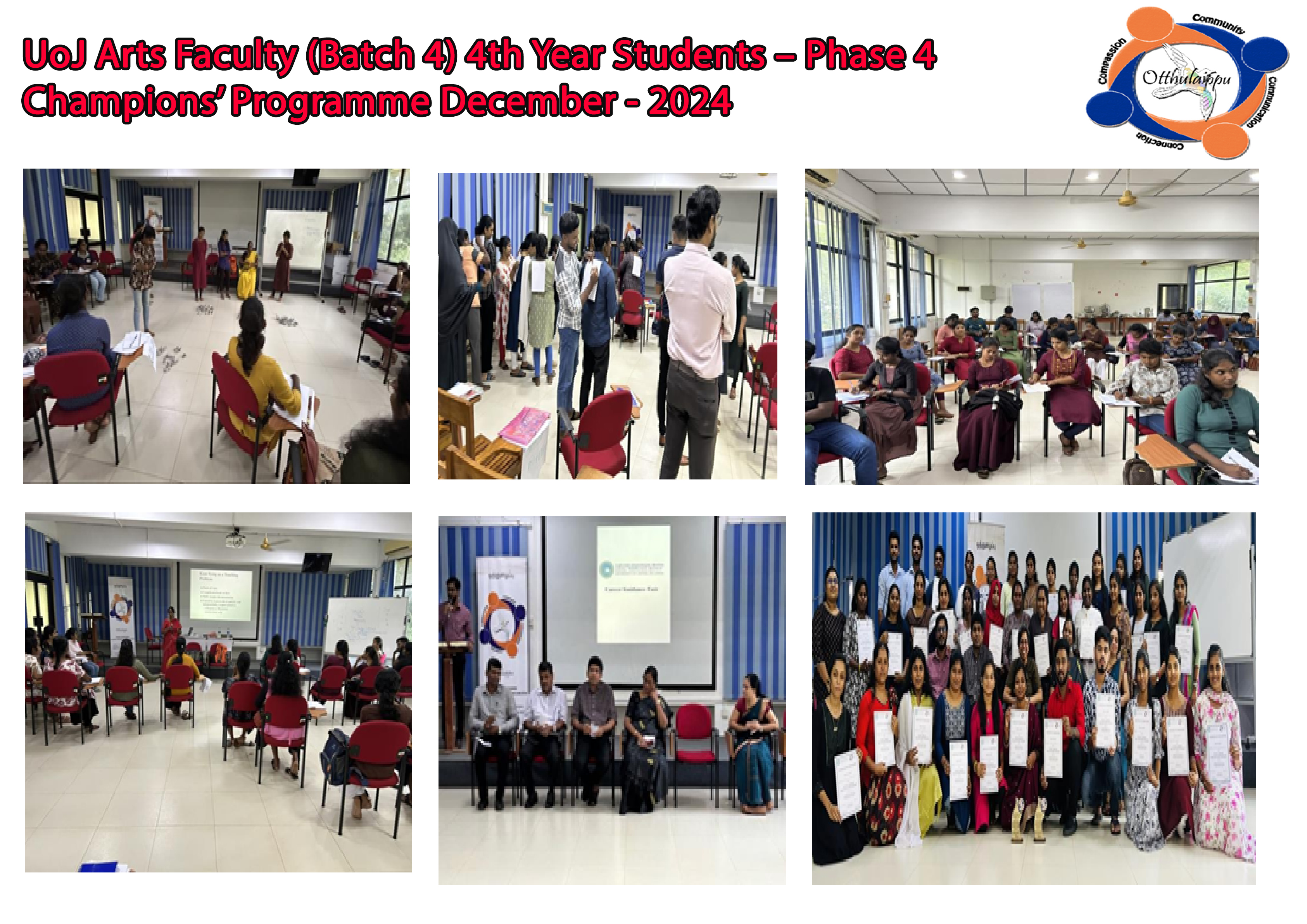 UoJ Arts Faculty (Batch 4) 4th Year Students – Phase 4 Champions’ Programme December - 2024